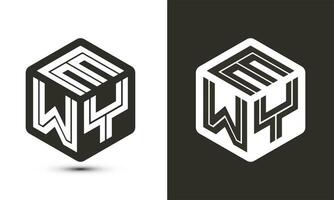 ewy lettre logo conception avec illustrateur cube logo, vecteur logo moderne alphabet Police de caractère chevauchement style.