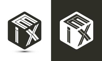 eix lettre logo conception avec illustrateur cube logo, vecteur logo moderne alphabet Police de caractère chevauchement style.