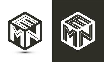 emn lettre logo conception avec illustrateur cube logo, vecteur logo moderne alphabet Police de caractère chevauchement style.