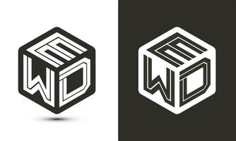 ewd lettre logo conception avec illustrateur cube logo, vecteur logo moderne alphabet Police de caractère chevauchement style.