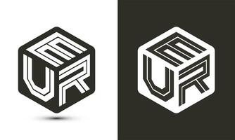 EUR lettre logo conception avec illustrateur cube logo, vecteur logo moderne alphabet Police de caractère chevauchement style.