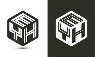 euh lettre logo conception avec illustrateur cube logo, vecteur logo moderne alphabet Police de caractère chevauchement style.