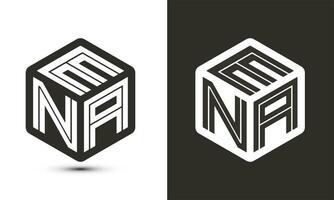 ena lettre logo conception avec illustrateur cube logo, vecteur logo moderne alphabet Police de caractère chevauchement style.