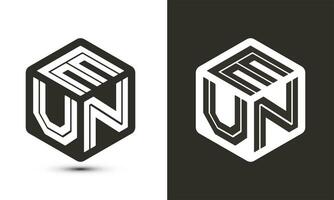 eun lettre logo conception avec illustrateur cube logo, vecteur logo moderne alphabet Police de caractère chevauchement style.