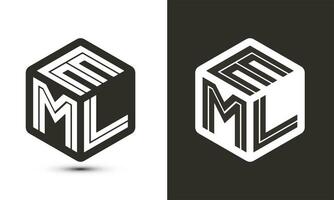 eml lettre logo conception avec illustrateur cube logo, vecteur logo moderne alphabet Police de caractère chevauchement style.