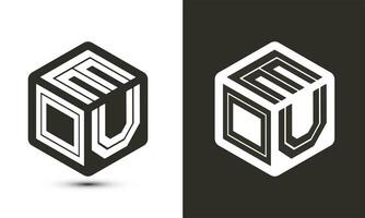 eou lettre logo conception avec illustrateur cube logo, vecteur logo moderne alphabet Police de caractère chevauchement style.