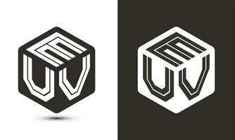 euv lettre logo conception avec illustrateur cube logo, vecteur logo moderne alphabet Police de caractère chevauchement style.