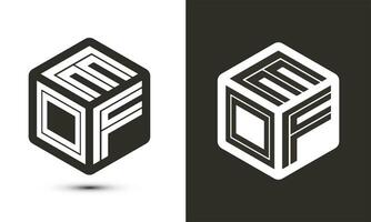 eof lettre logo conception avec illustrateur cube logo, vecteur logo moderne alphabet Police de caractère chevauchement style.