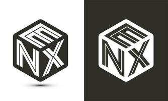 enx lettre logo conception avec illustrateur cube logo, vecteur logo moderne alphabet Police de caractère chevauchement style.