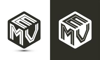 emv lettre logo conception avec illustrateur cube logo, vecteur logo moderne alphabet Police de caractère chevauchement style.