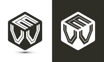 evv lettre logo conception avec illustrateur cube logo, vecteur logo moderne alphabet Police de caractère chevauchement style.