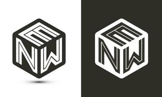 enw lettre logo conception avec illustrateur cube logo, vecteur logo moderne alphabet Police de caractère chevauchement style.