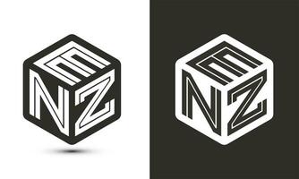 enz lettre logo conception avec illustrateur cube logo, vecteur logo moderne alphabet Police de caractère chevauchement style.