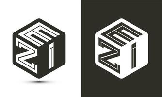 ezi lettre logo conception avec illustrateur cube logo, vecteur logo moderne alphabet Police de caractère chevauchement style.