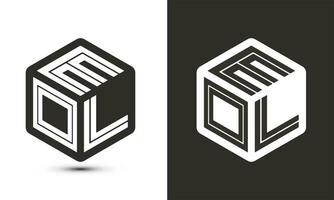 eol lettre logo conception avec illustrateur cube logo, vecteur logo moderne alphabet Police de caractère chevauchement style.