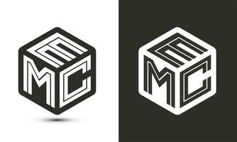 emc lettre logo conception avec illustrateur cube logo, vecteur logo moderne alphabet Police de caractère chevauchement style.