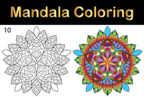 mandala fleur pour adulte coloration page vecteur