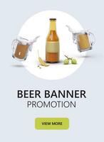 Bière La publicité bannière. composition de 3d éléments sur coloré Contexte vecteur
