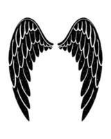 oiseau dessiné à la main ou ange grunge texturé ailes battantes. silhouette d'ailes dessinées à la main pour les impressions de t-shirts, conception de tatouage, affiche de style vintage.