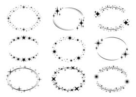 ensemble de cadres de cercle graphique vectoriel. couronnes pour la conception, modèle de logo. Poussière d'étoiles, étoiles, ciel étoilé. Ensemble de cadres de cercle graphique vectoriel. couronnes pour la conception, modèle de logo. vecteur