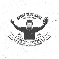 américain Football ou le rugby club badge. vecteur . concept pour chemise, logo, imprimer, timbre, tee, correctif. ancien typographie conception avec américain Football sportif joueur silhouette