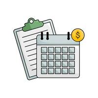 calendrier, document avec argent illustration vecteur