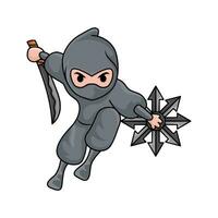 samouraï avec shuriken dans main ninja illustration vecteur