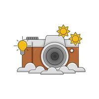 nuage, caméra photo, lampe avec luminosité illustration vecteur