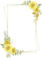 illustration de floral Cadre avec Jaune et vert Rose feuilles, pour mariage Stationnaire, salutation, fond d'écran, mode, arrière-plan, texture, emballage vecteur
