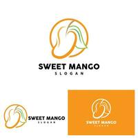 mangue logo Frais fruit vecteur conception ligne style illustration modèle