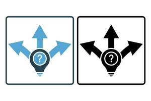 incertitude icône. lumière ampoule avec question marque et La Flèche. icône en relation à confusion. solide icône style. Facile vecteur conception modifiable