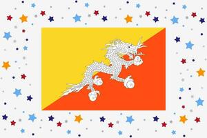 bhoutan drapeau indépendance journée fête avec étoiles vecteur