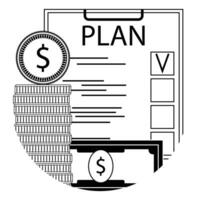 la finance plan liste de contrôle ligne icône. argent Capitale budget planification. vecteur illustration