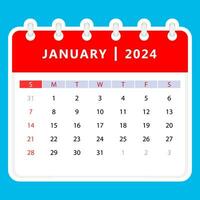 janvier 2024 calendrier. dimanche commencer. vecteur conception