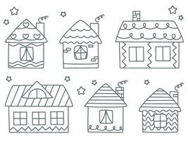 doodle maisons ensemble illustration vectorielle vecteur