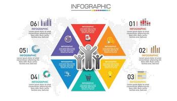 graphique infographique avec concept d'entreprise avec 6 étapes. vecteur