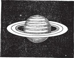 Saturne avec ses anneaux ancien gravure vecteur