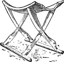 pliant tabouret, ancien gravure. vecteur