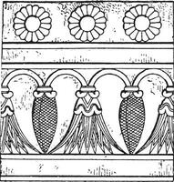 assyrien bord de une chaussée, ancien gravure. vecteur