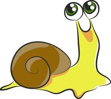 Jaune escargot avec vert yeux vecteur illustration sur blanc Contexte.