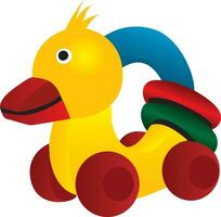 caoutchouc canard avec roues et coloré cercle vecteur