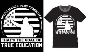 intelligence plus personnage c'est le objectif de vrai éducation. Martin Luther Roi jr T-shirt conception dans Etats-Unis vecteur modèle.