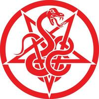 occulte signe avec pentagramme et serpent, grunge ancien conception t chemises vecteur