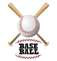 battes de baseball et de baseball sur fond blanc, jeu de sport, illustration vectorielle. vecteur