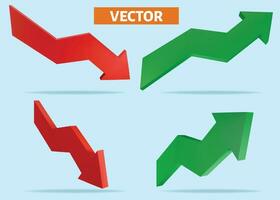 investissement indice rouge vers le bas et vert croissance 3d vecteur isolé
