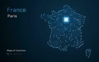 Créatif carte de France avec une Capitale de Paris. monde des pays vecteur Plans série. puce électronique modèle