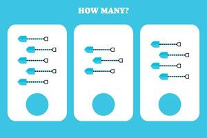 compte Jeu pour enfants. Comment beaucoup pelle sont là éducatif feuille de travail conception pour les enfants. vecteur