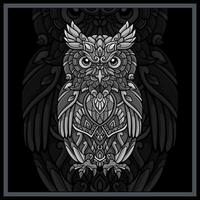 monochrome hibou oiseau mandala les arts isolé sur noir Contexte vecteur