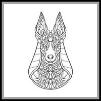 anubis tête mandala les arts isolé sur noir Contexte vecteur