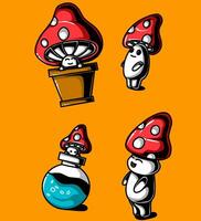 un illustration de une coloré champignon mascotte vecteur